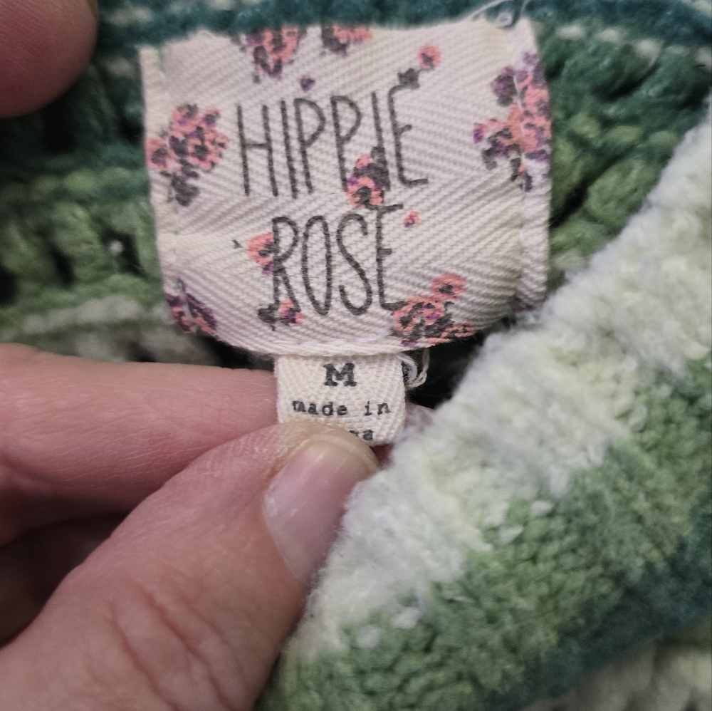 Hippie Rose Shades Of Green Crop Womens Sweater M‎ - Picture 9 of 9